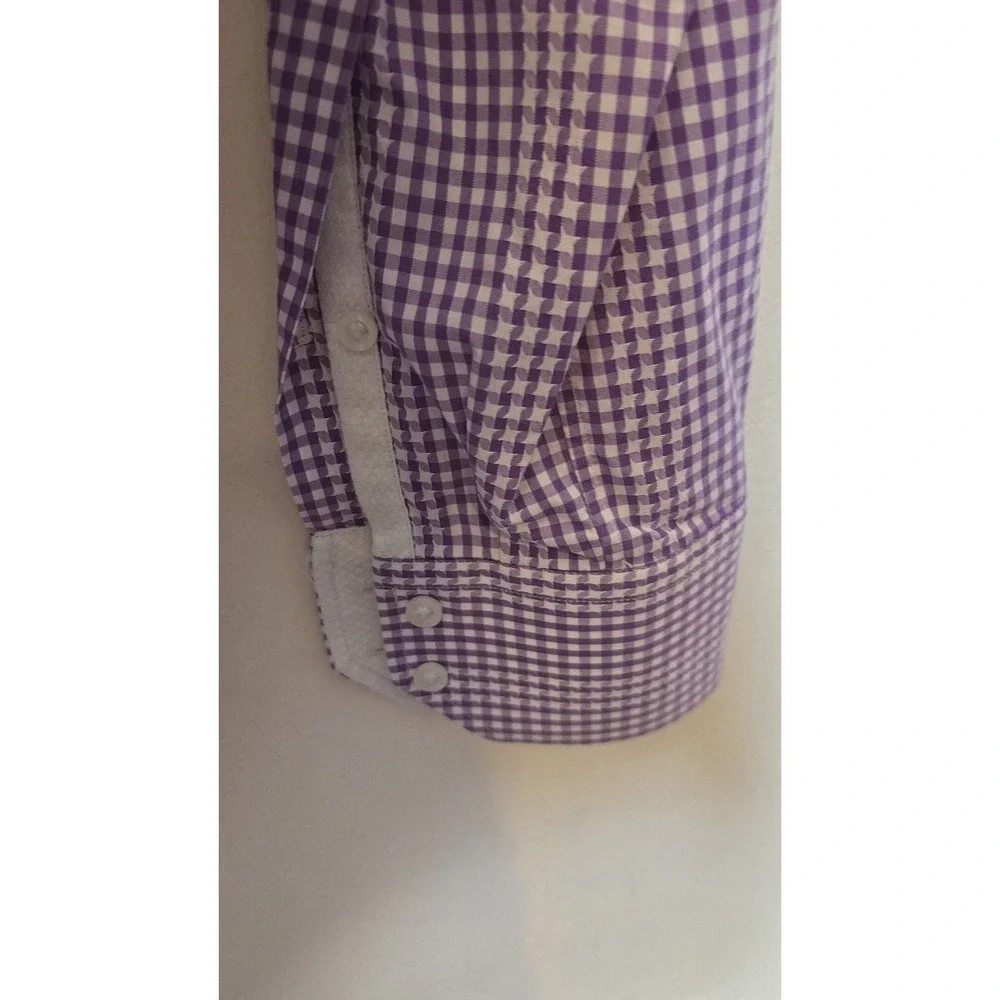 Robert‎ Graham Mens Shirt M Purple Micro Check Houndstooth Flip Cuff Button Up